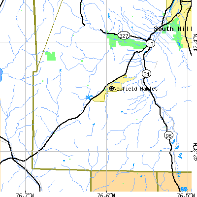 Zip code 14867 close-up map