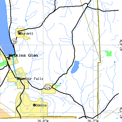 Zip code 14869 close-up map