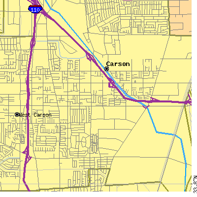 Zip code 90745 close-up map