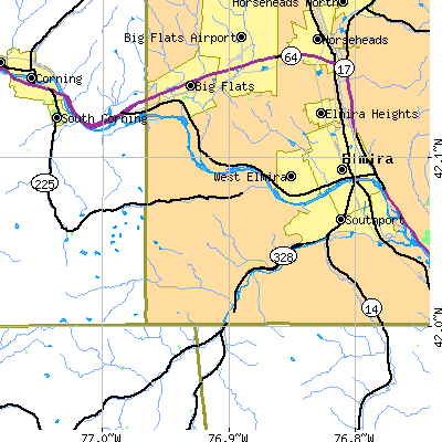 Zip code 14871 close-up map