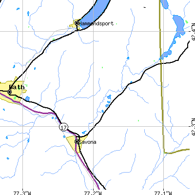 Zip code 14879 close-up map