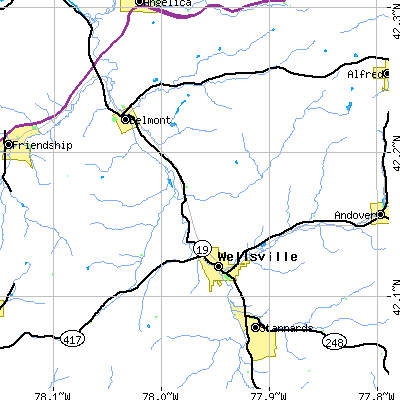 Zip code 14880 close-up map