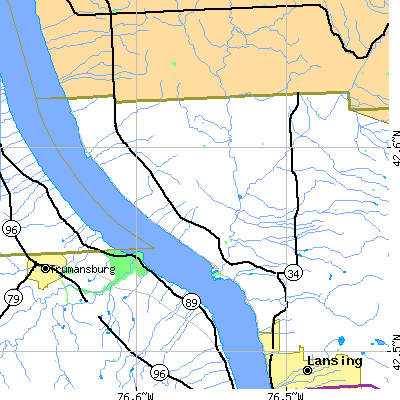 Zip code 14882 close-up map