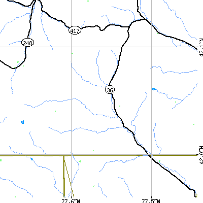 Zip code 14885 close-up map