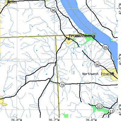 Zip code 14886 close-up map