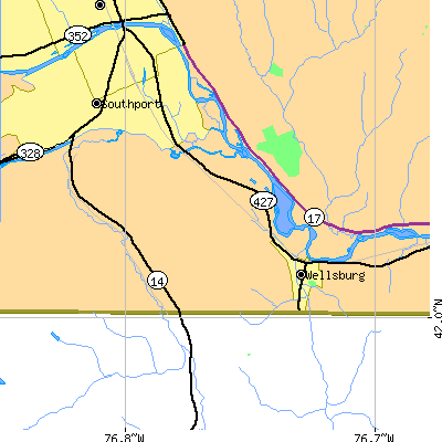 Zip code 14894 close-up map
