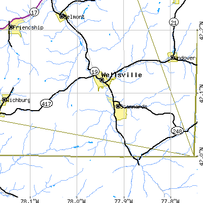 Zip code 14895 close-up map