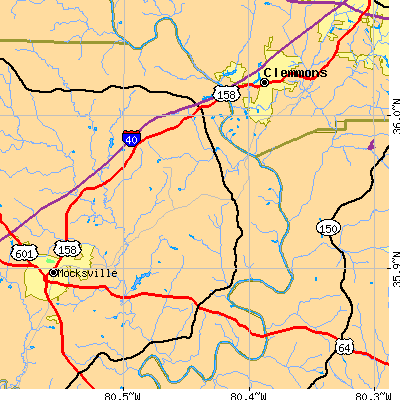 Zip code 27006 close-up map