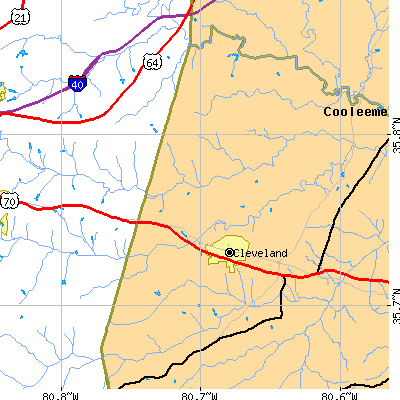 Zip code 27013 close-up map