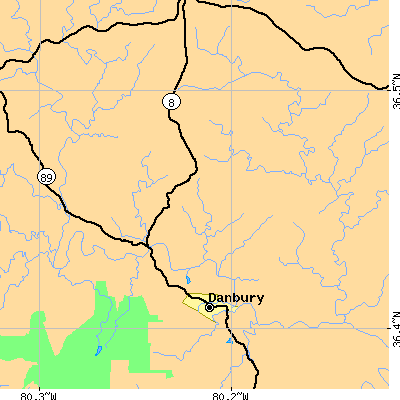 Zip code 27016 close-up map