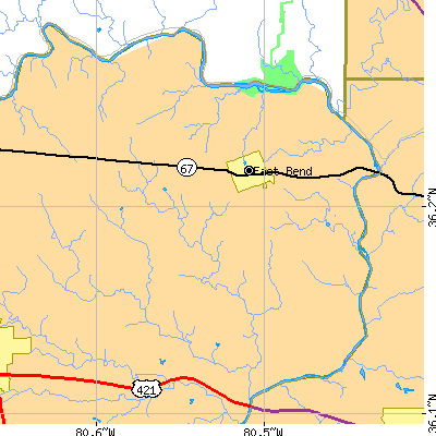 Zip code 27018 close-up map
