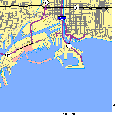Zip code 90802 close-up map