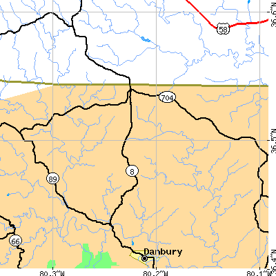 Zip code 27022 close-up map