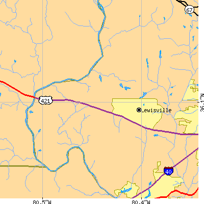 Zip code 27023 close-up map