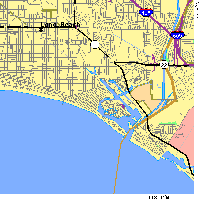 Zip code 90803 close-up map