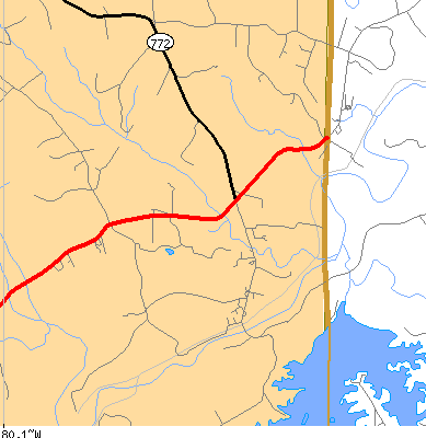 Zip code 27042 close-up map