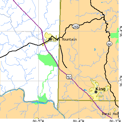 Zip code 27043 close-up map