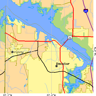 Zip code 35601 close-up map