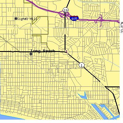 Zip code 90804 close-up map