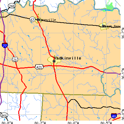 Zip code 27055 close-up map