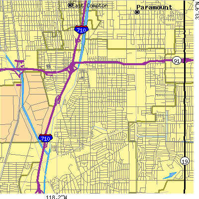 Zip code 90805 close-up map