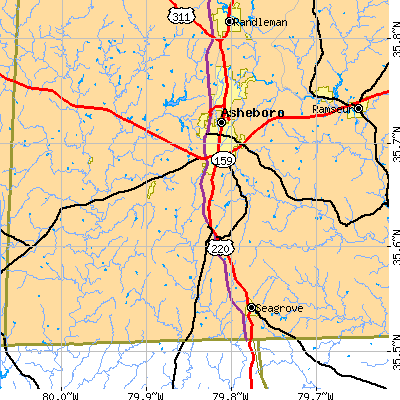 Zip code 27203 close-up map
