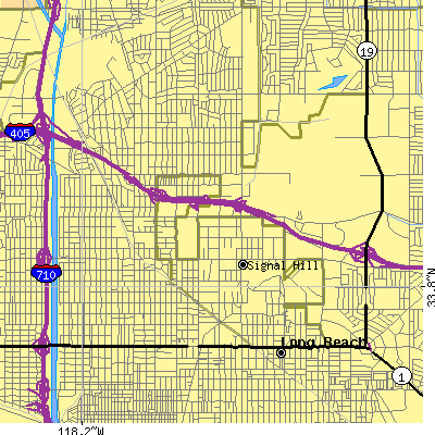 Zip code 90806 close-up map