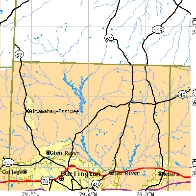 Zip code 27217 close-up map