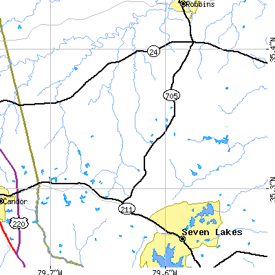 Zip code 27242 close-up map