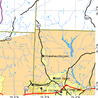 Zip code 27244 close-up map
