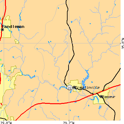 Zip code 27248 close-up map
