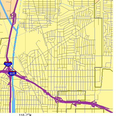 Zip code 90807 close-up map