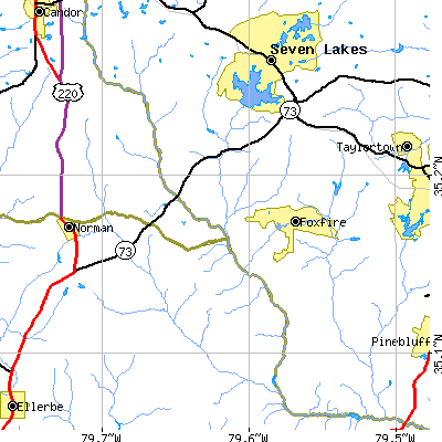 Zip code 27281 close-up map