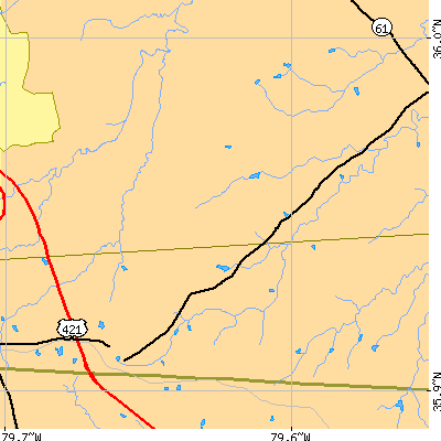Zip code 27283 close-up map