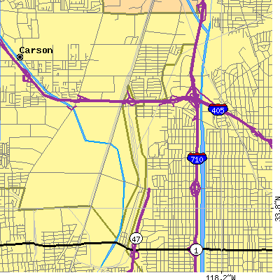 Zip code 90810 close-up map