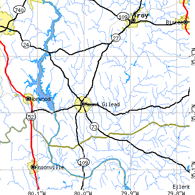 Zip code 27306 close-up map