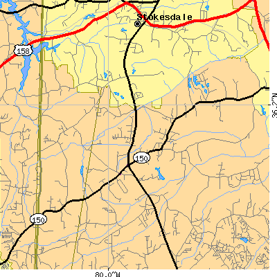 Zip code 27310 close-up map