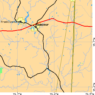 Zip code 27316 close-up map