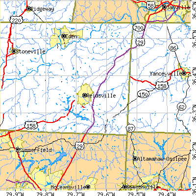 Zip code 27320 close-up map