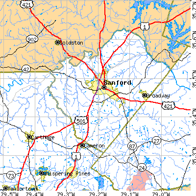 Zip code 27330 close-up map