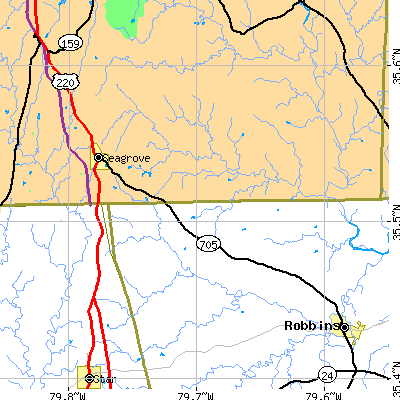 Zip code 27341 close-up map