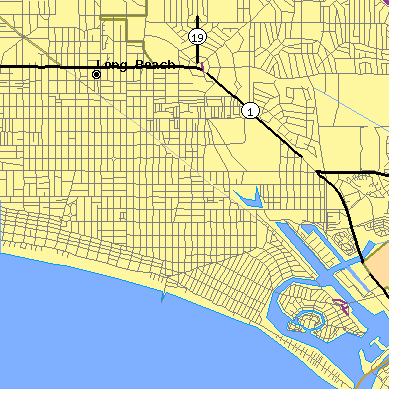 Zip code 90814 close-up map