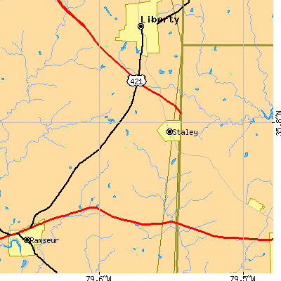 Zip code 27355 close-up map
