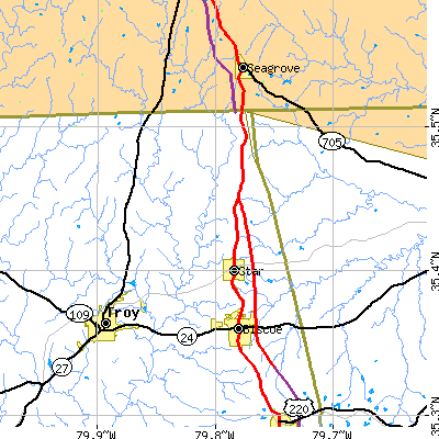 Zip code 27356 close-up map