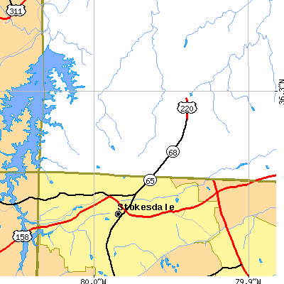 Zip code 27357 close-up map