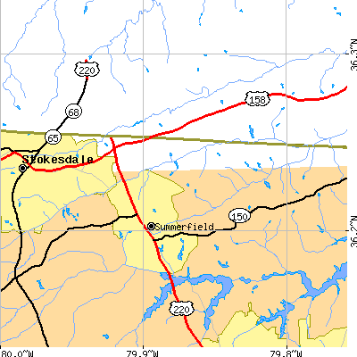 Zip code 27358 close-up map