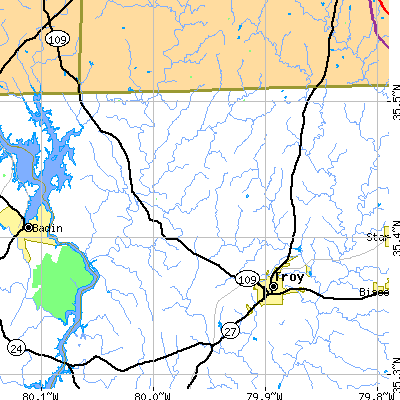 Zip code 27371 close-up map