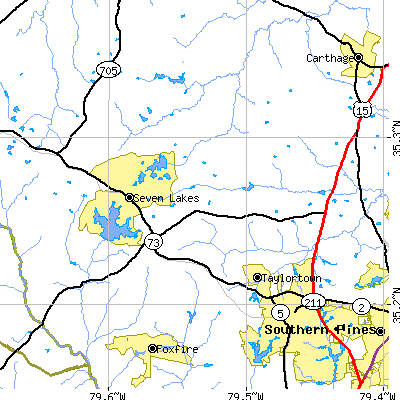 Zip code 27376 close-up map