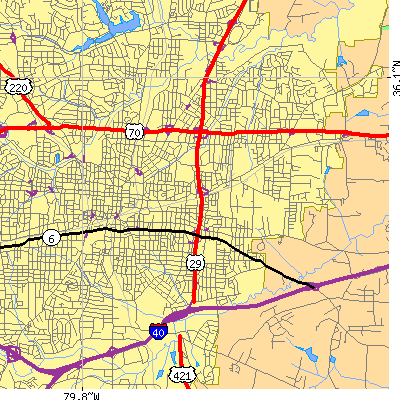 Zip code 27401 close-up map