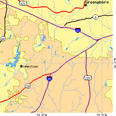 Zip code 27407 close-up map